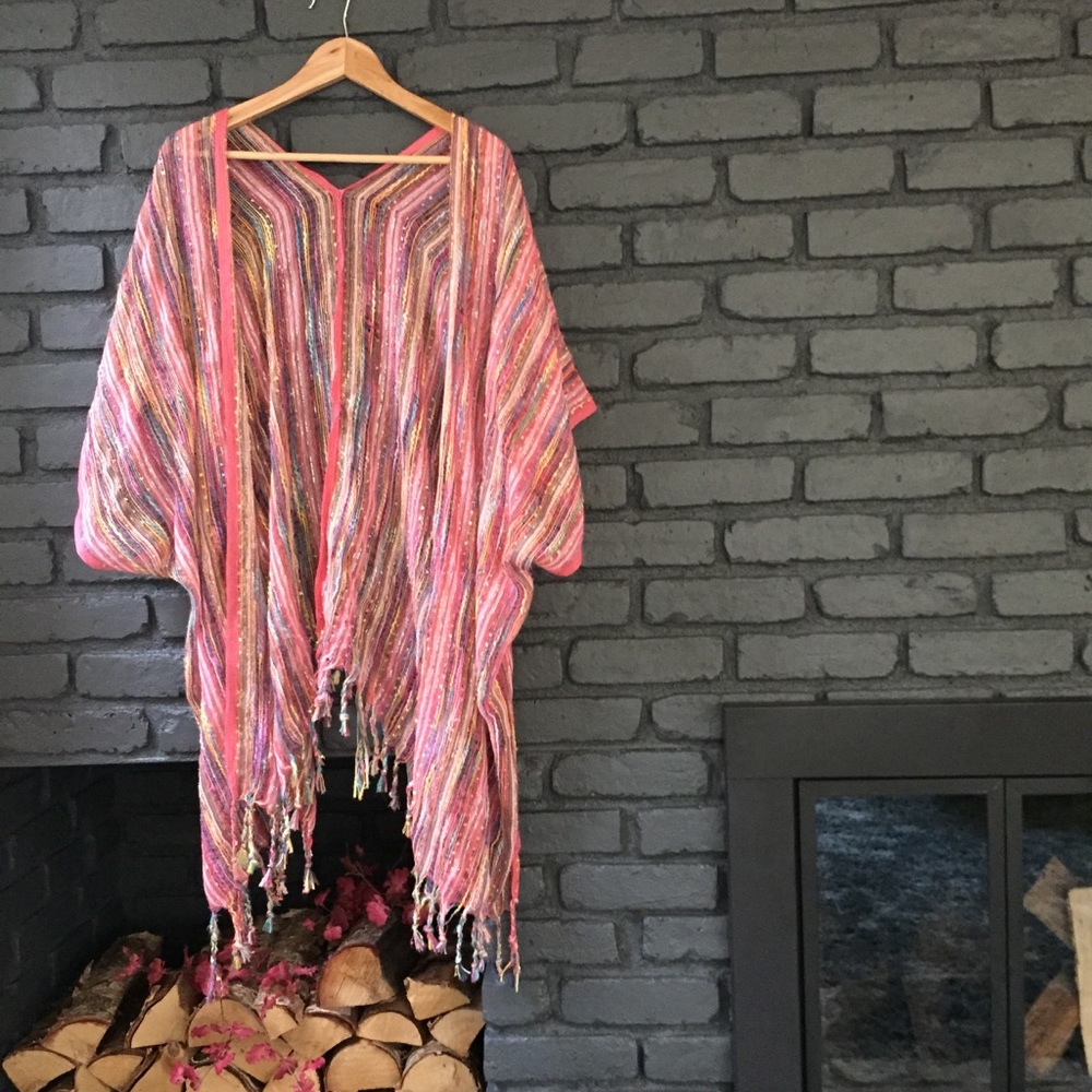 Multi-colored beach cover-up.